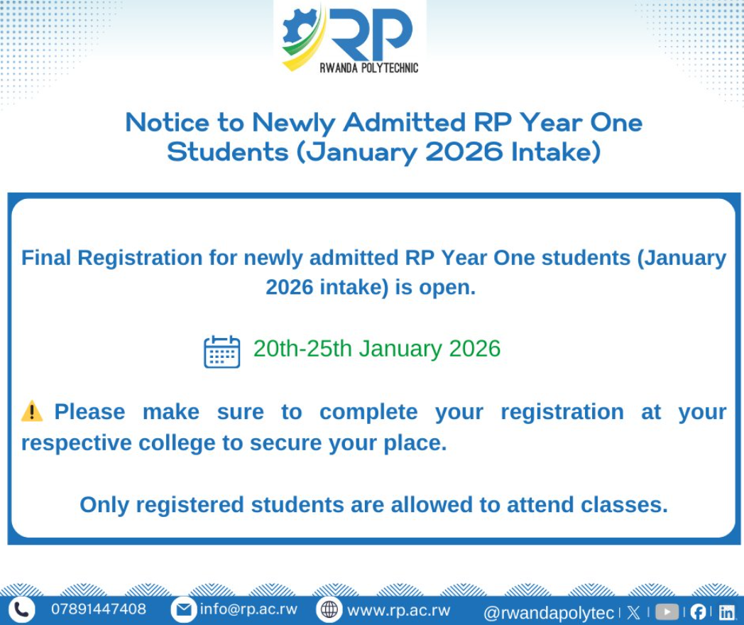 Final registration for newly admitted RP Year One students