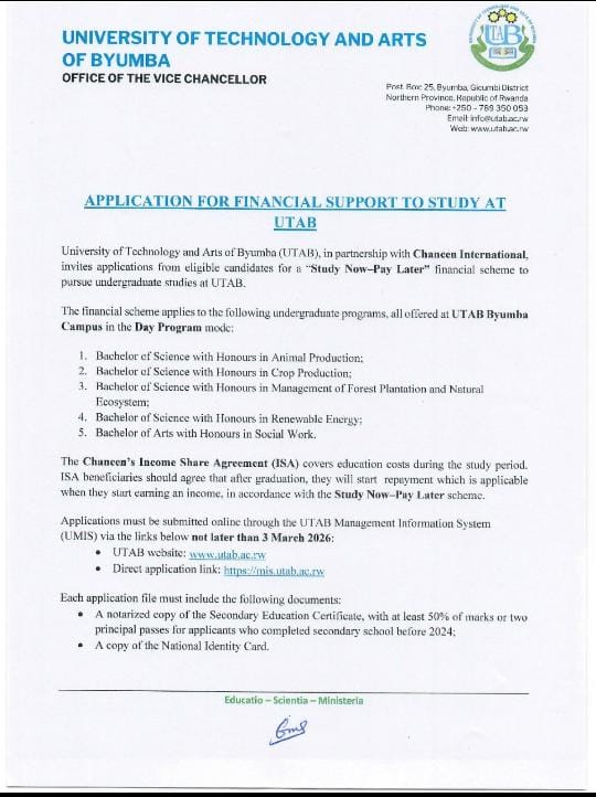 UTAB financial support by chancern international