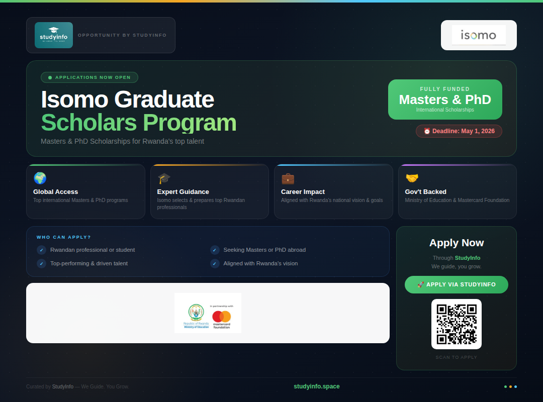Isomo Graduate Scholars APPLICATION NOW OPEN!