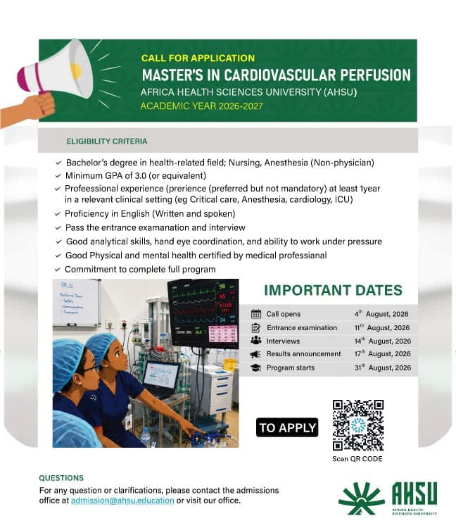 CALL FOR APPLICATIONS – MASTER'S IN CARDIOVASCULAR PERFUSION (MSc CPV)