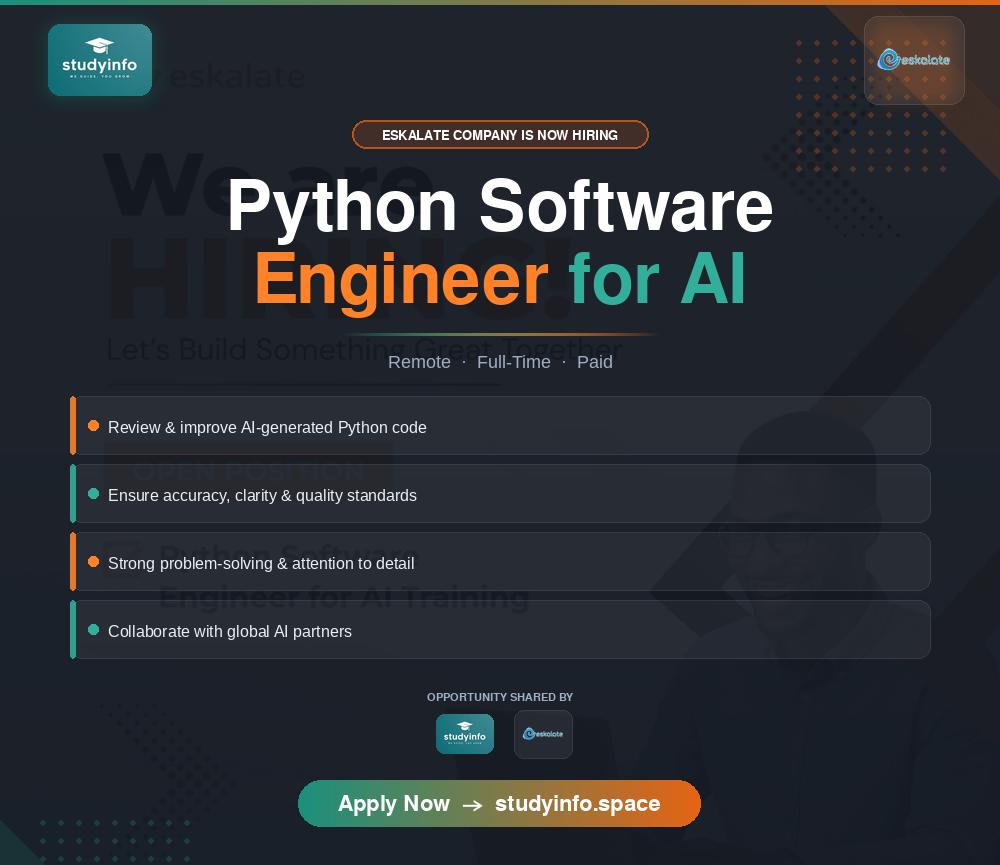 Eskalate is looking for skilled Python Engineers to work on AI-focused projects with global partners.