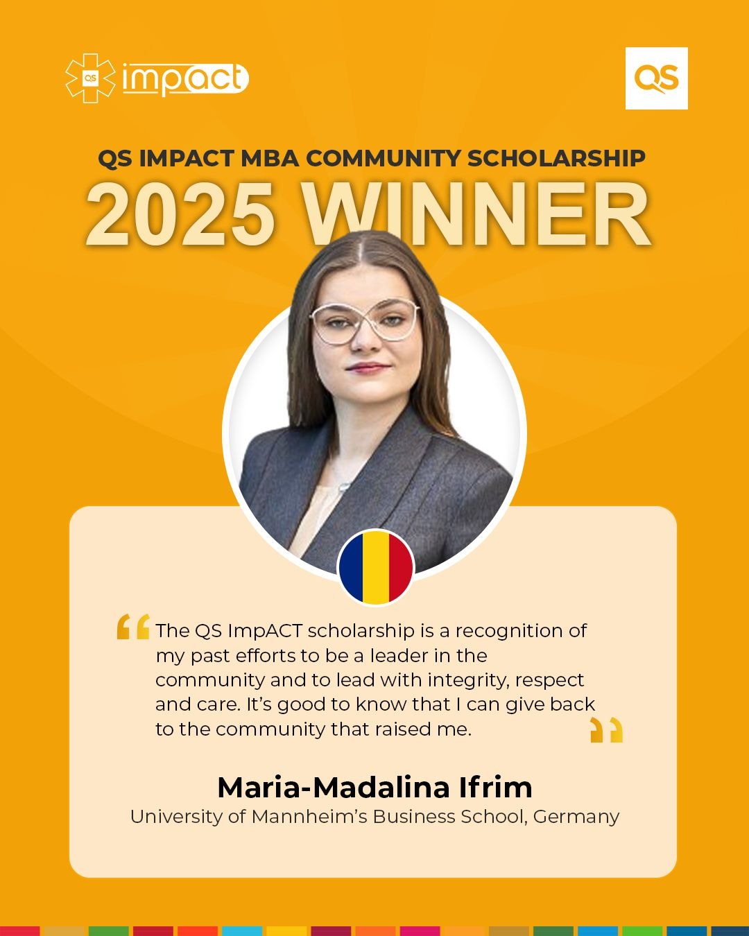 Maria-Madalina Ifrim, the $5,000 QS ImpACT MBA
