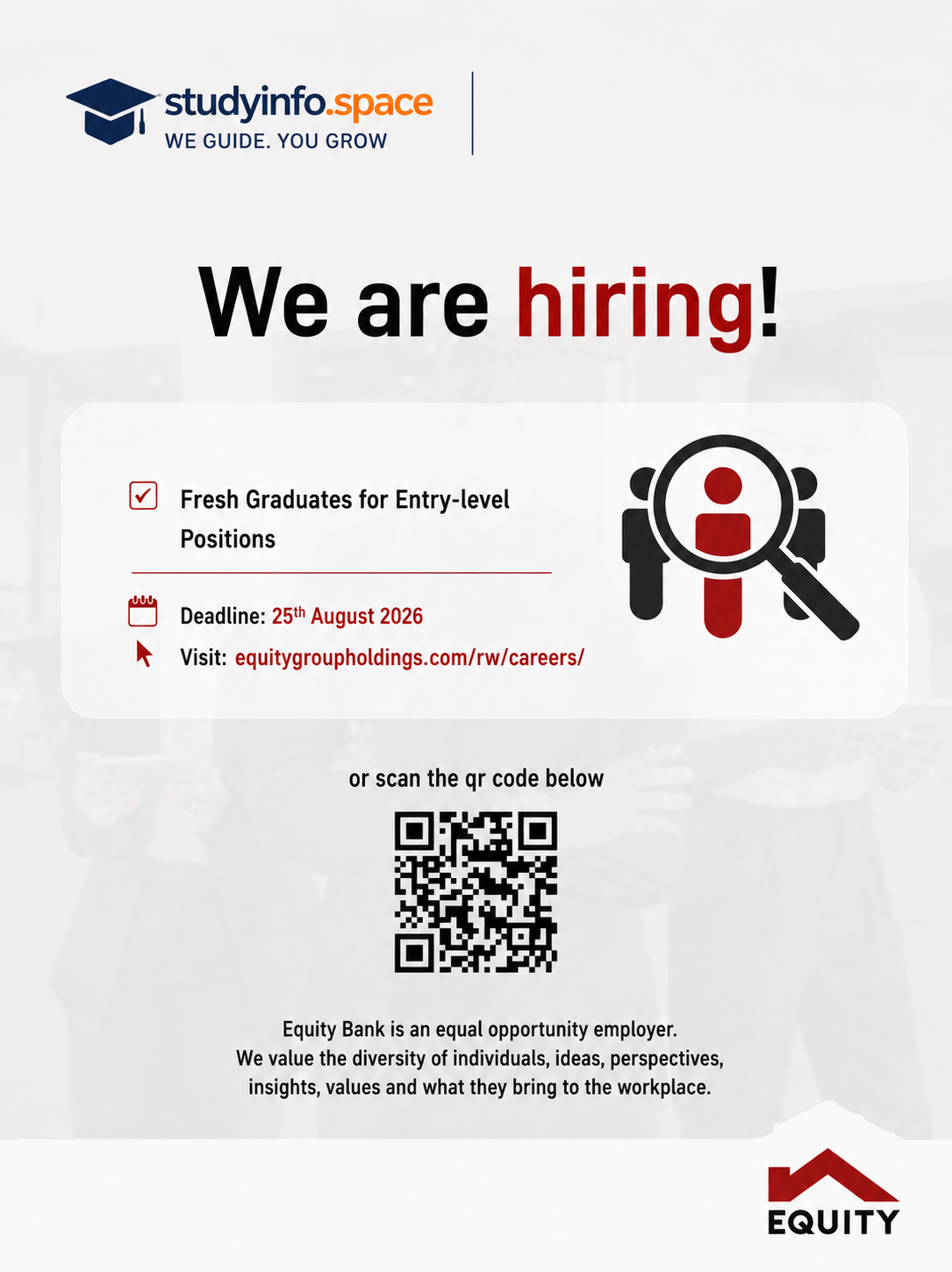 Equity Bank is hiring Fresh Graduates for Entry-Level Positions